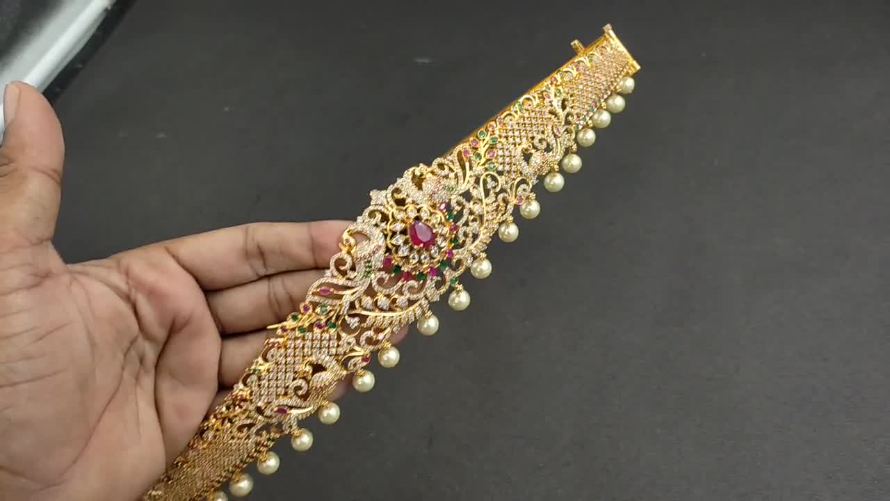 Traditional Jewelry/CZ Waist BeltIndian Bridal Hip belt/peacock belly belt/Saree Challa Kamarbandh/Kamarpatta Hip Chain/vaddanam/waist belt online