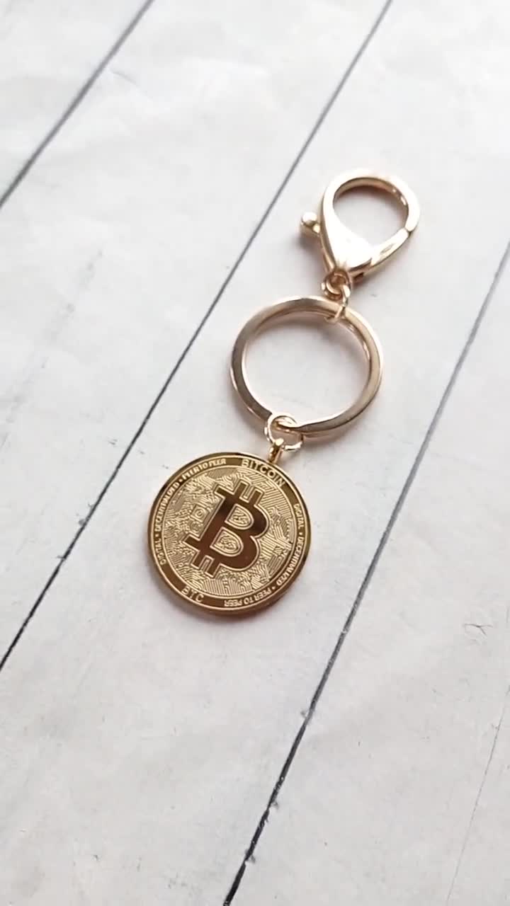 Bitcoin Key Ring: Golden Stainless Steel, Laser Engraved