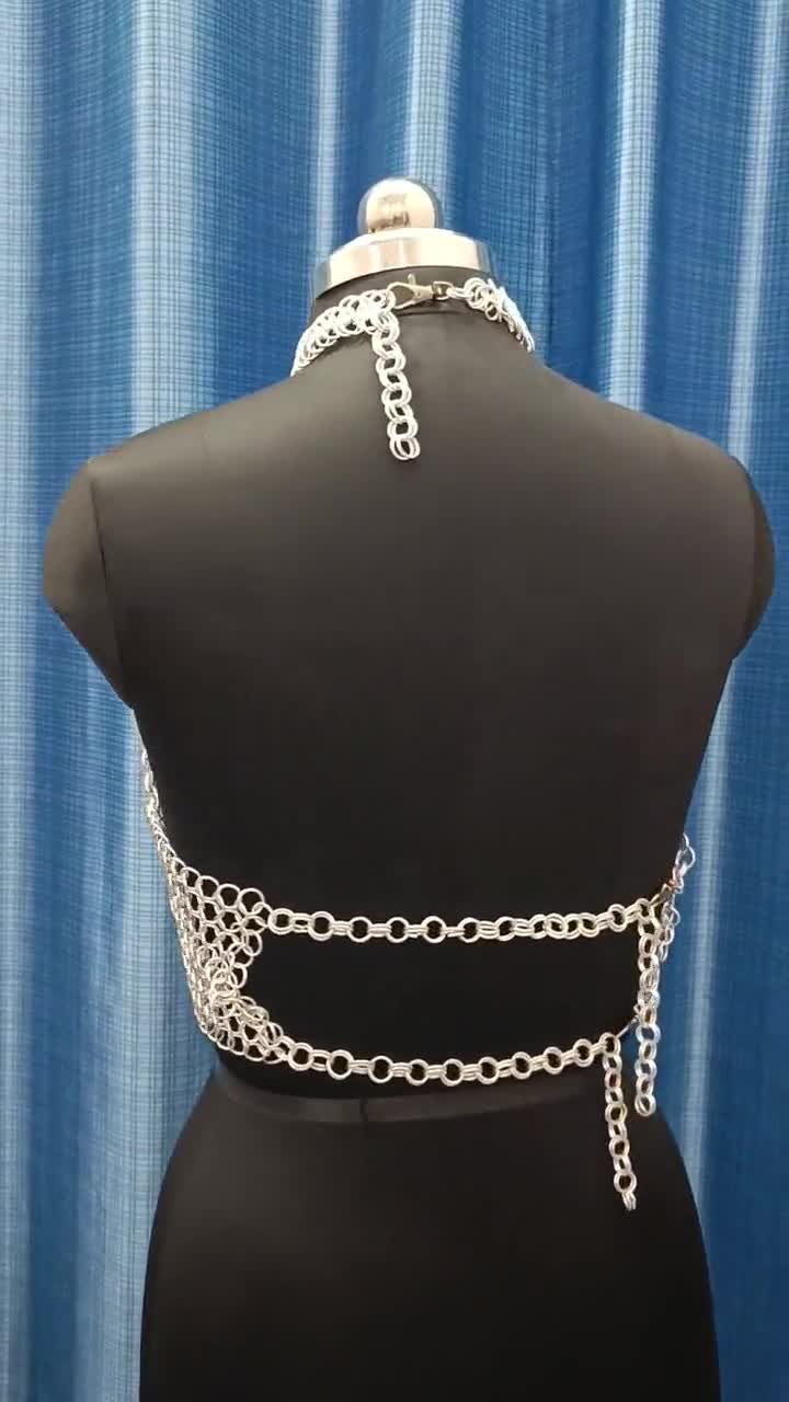 Chainmail Top Halter Neck Aluminum Butted 10mm Ring V-shape Design