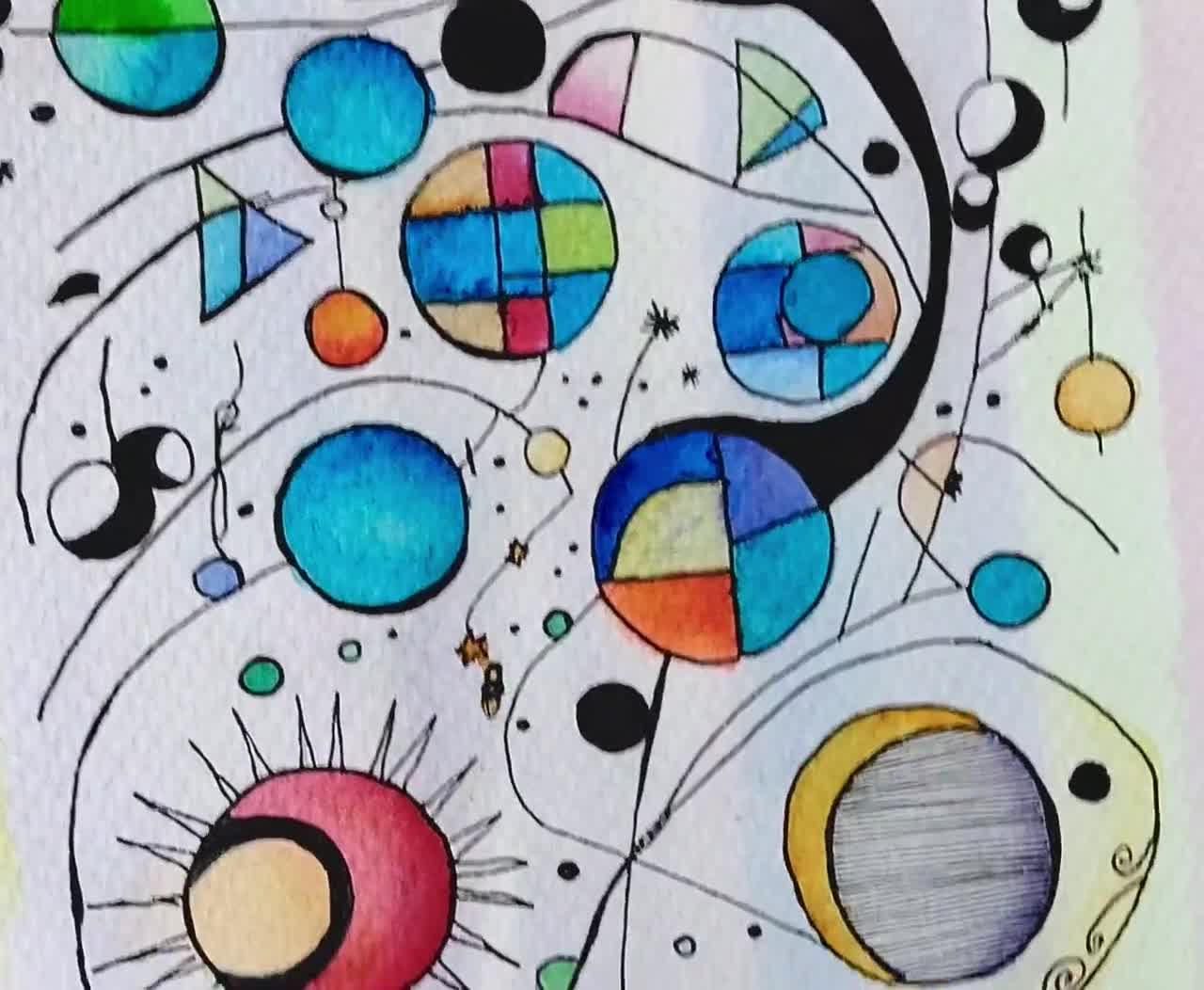 オリジナル日食水彩画：抽象的な水墨風景画 - Etsy 日本