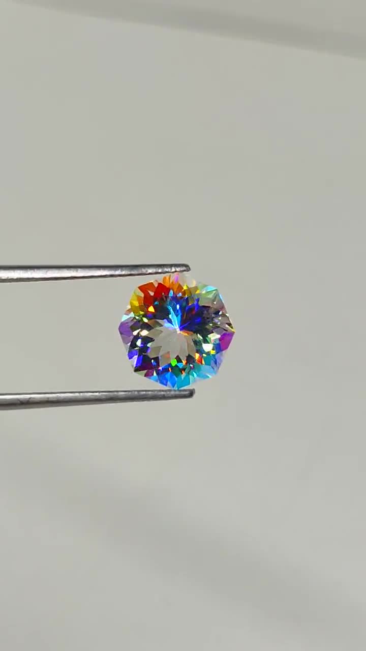 Magical Mystic Topaz Gemstone, Fantasy Cut Stone, 10×10MM