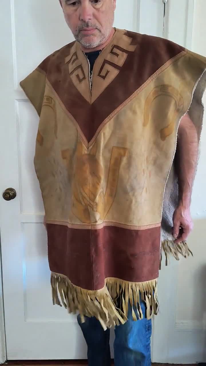 Lined Painted Leather Poncho - Etsy