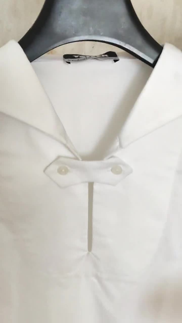 SHIRT With SAILOR COLLAR, Navy Shirt in White, Turquoise