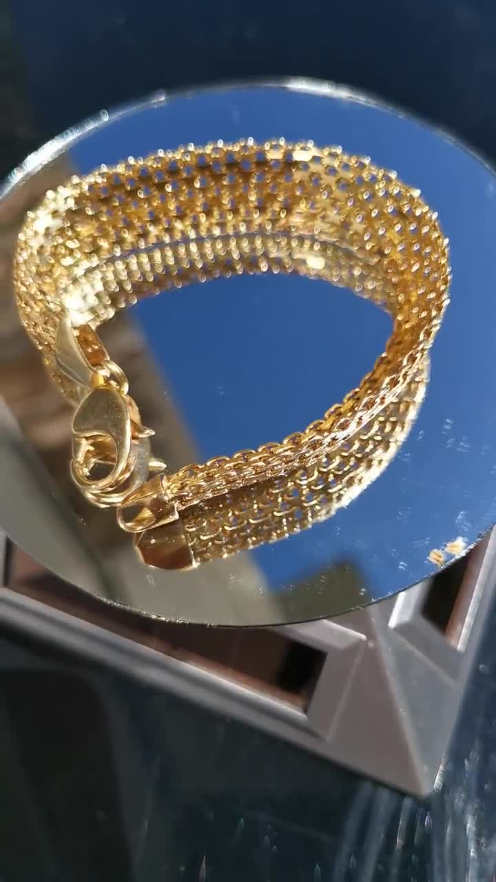 Vintage 1960s Italy 14k Solid Yellow Gold Wide Handmade Thick