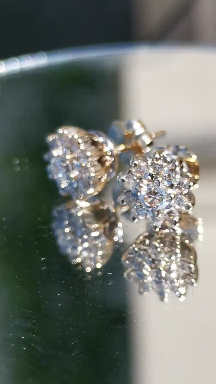 Antique Vintage 18k Solid White Gold 0.56 Ct. Diamond Floral Antique Vintage 18k Solid White Gold 0.56 Ct. Diamond Floral