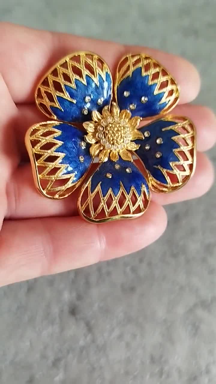 アクセサリー Vintage BALENCIAGA Fake Pearl Brooch Cristobal Balenciaga Roger Jean-Pierre 1950's Brown Crystal
