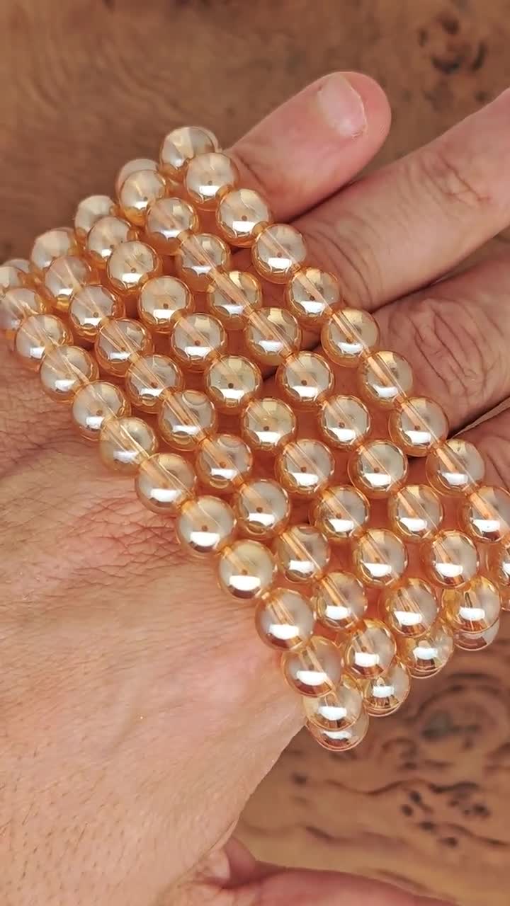 タンジェリンオーラクォーツブレスレット 宝石ビーズ - 天然オレンジ
