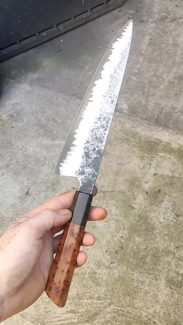 Gyuto San Mai Inox 228mm With Stabilized Thuja Burl and Bog Gyuto San Mai Inox 228mm With Stabilized Thuja Burl and Bog