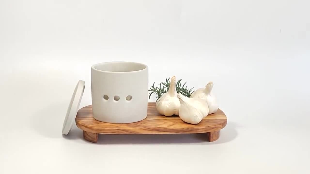 Handmade Garlic Keeper - Garlic Storage Jar with Lid video poster