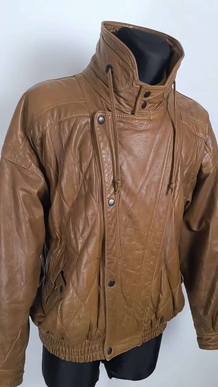 ジャケット・アウター 80s CAMEL TROPHY A-2 real leatherblouson Vintage 80s Camel Leather Bomber Jacket for Men - Medium