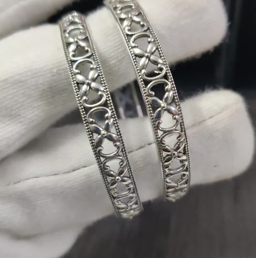Vintage Bangle, 925 Sterling Silver Bangle Pair,latest