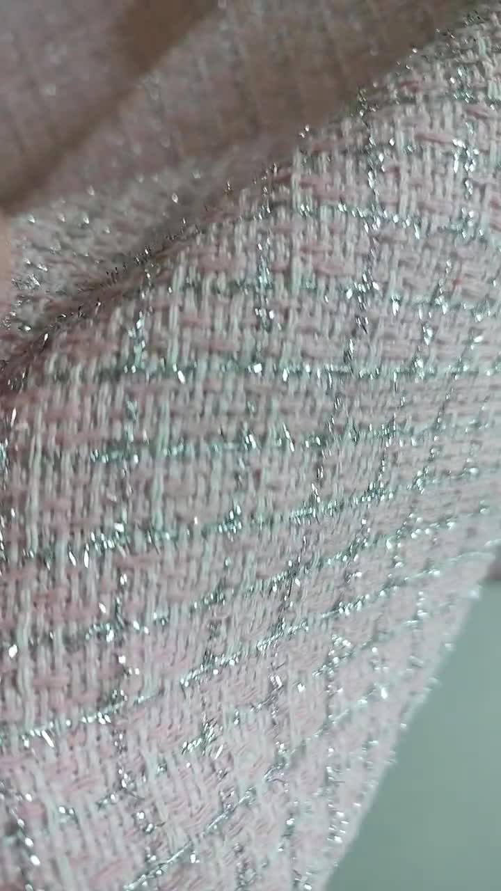 Blush Pink Sparkling Tweed Boucle Fabric: Classic Jacket Material video poster