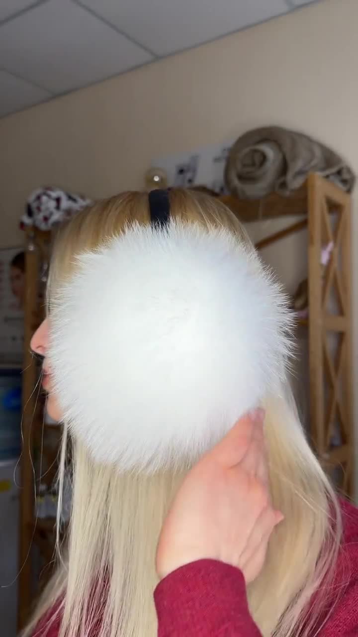 White Fox Fur Earmuffs: Fluffy Winter Ear Warmers - Etsy