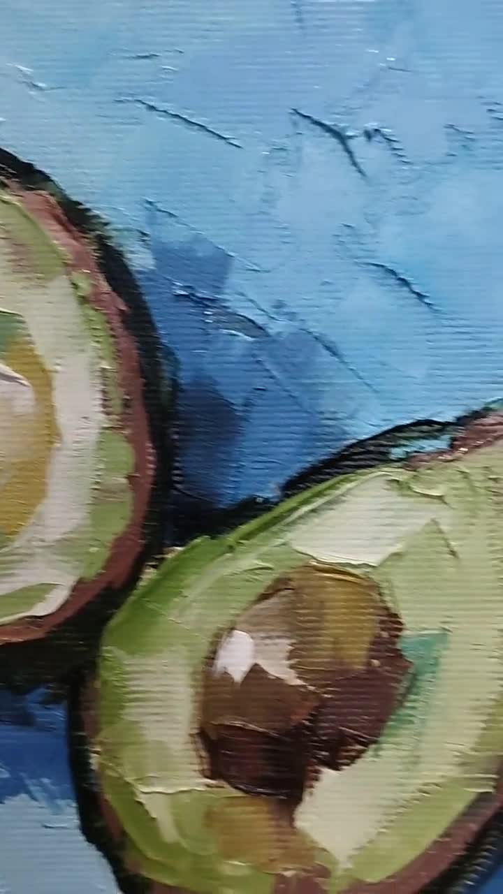 アボカド絵画オリジナルNo.3 - 6x6インチ - 印象派フルーツ壁装飾