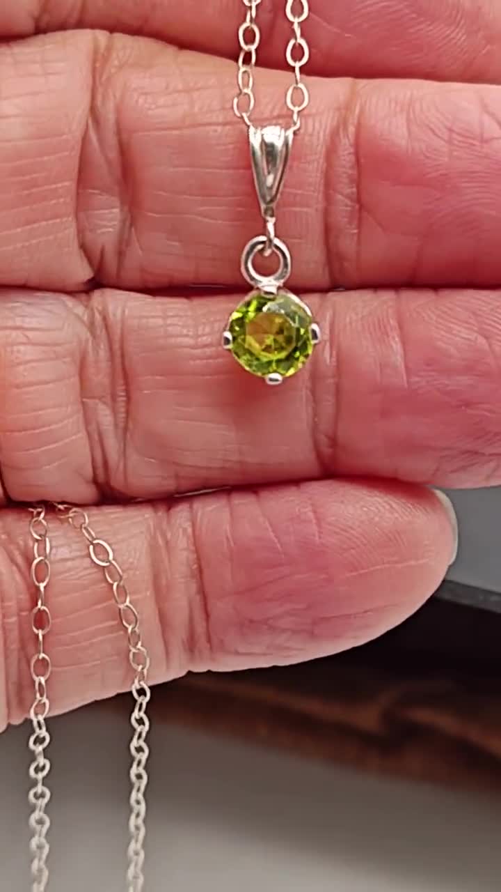 Ciondolo In Argento 925 Con Pietra Preziosa Naturale Rotonda 6mm - Gioiello Solitario