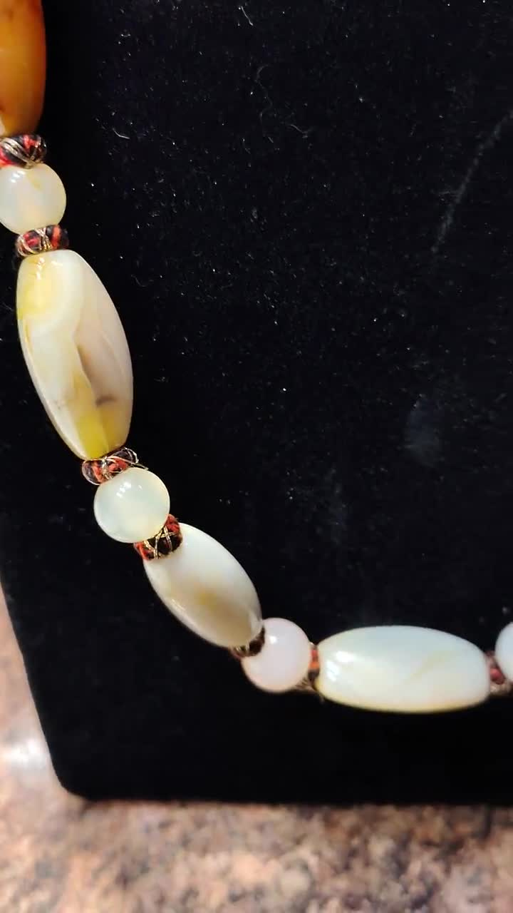 Collier Sautoir Vintage Or Avec Perles Et Pierres Naturelles - Modèle 1699 - Occasion Magnifique