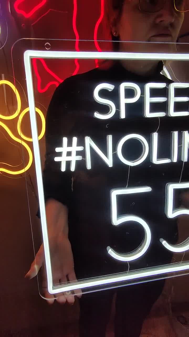Traffic Signs Neon Sign. STOP, Parking Sign, Speed Limit 60, No