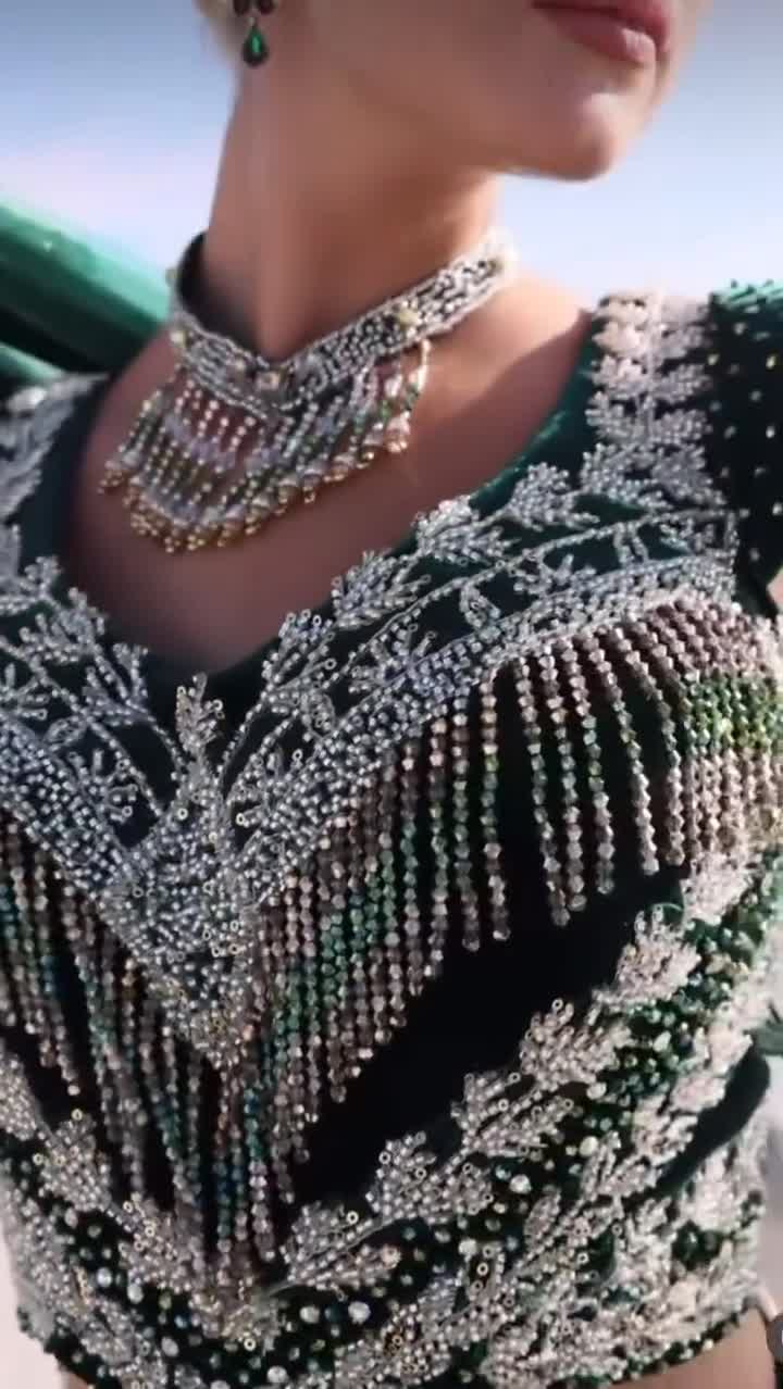 ヴィンテージグリーンベルベットのトルコウェディングドレス：オスマン