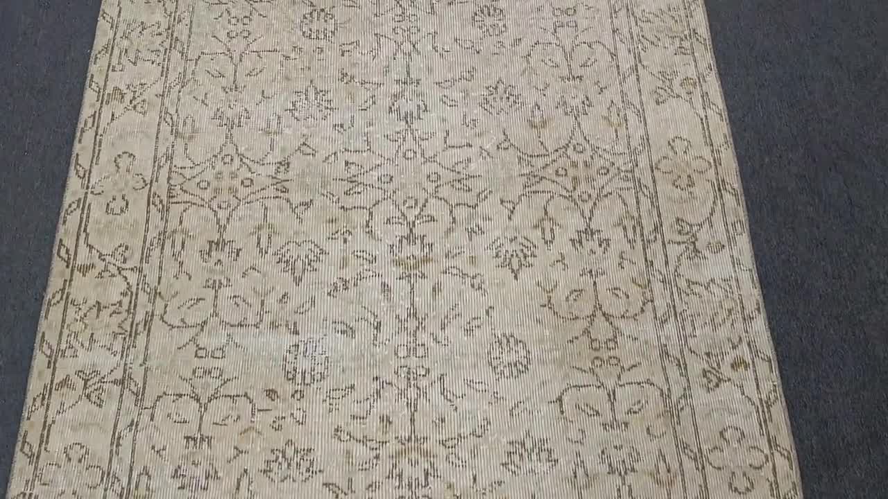 【Shou】トルコ絨毯　ビンテージ　ウール　手織り　ラグ 手織りトルコ絨毯：4x7インチのヴィンテージコットンウールボヘミアン