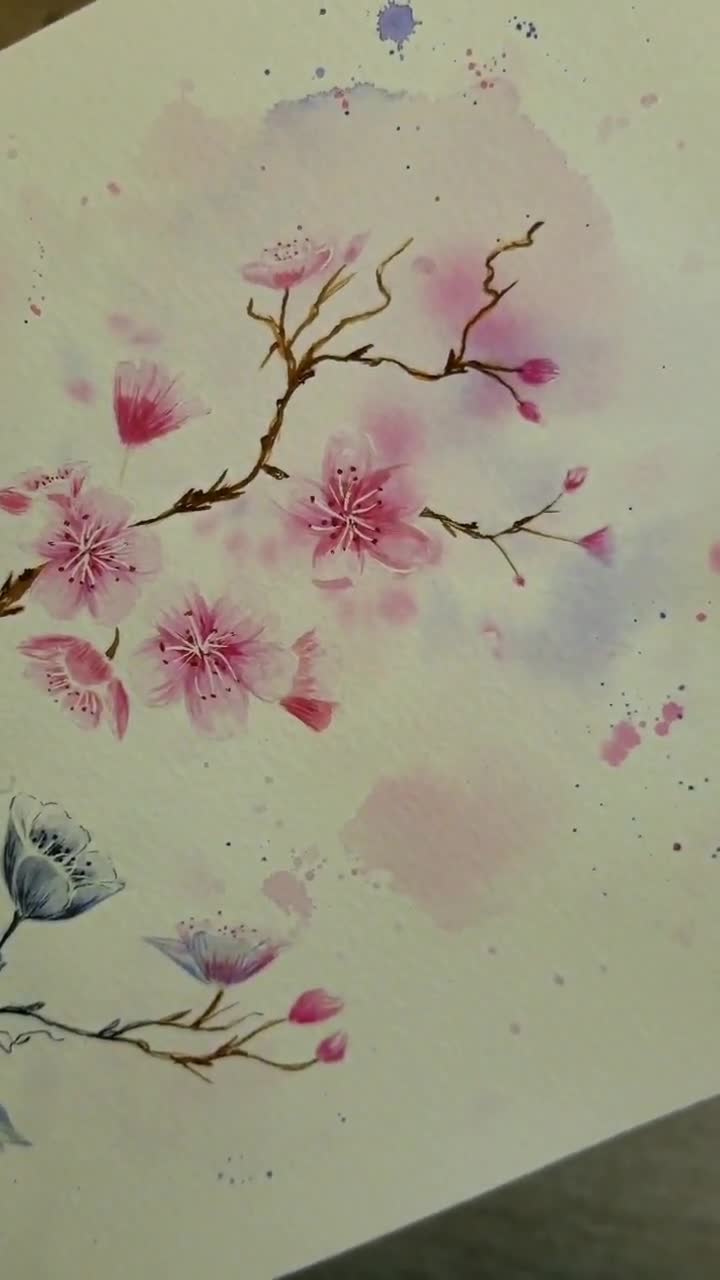 Tableau Japon Aquarelle, cerisier, montagne, bateau nr. s36690 – magasin en  ligne