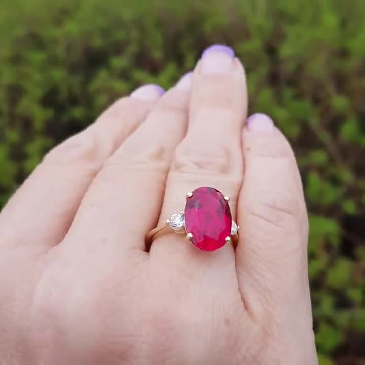 Ruby engagement ring rose gold Ruby and moissanite 7 carat Lab grown ruby 14 18k