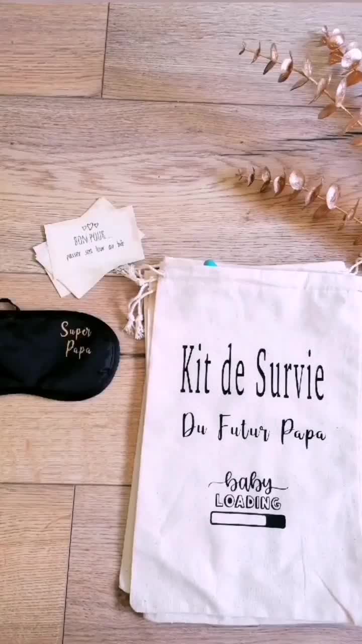 Kit de Survie Futur Papa - Tote Bag Spécial Annonce Grossesse, Sac Cadeau  Naissance, Idée Cadeau Futur Papa, Pochon Cadeau pour Baby Shower pour le
