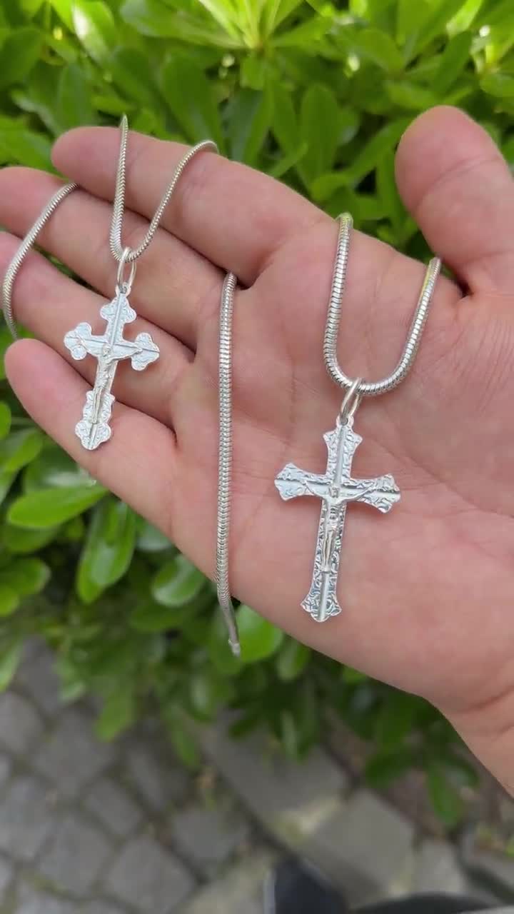 アクセサリー vintage silver925 Jesus cross necklace 925 Sterling Silver Jesus Cross Pendant Necklace, Crucifix