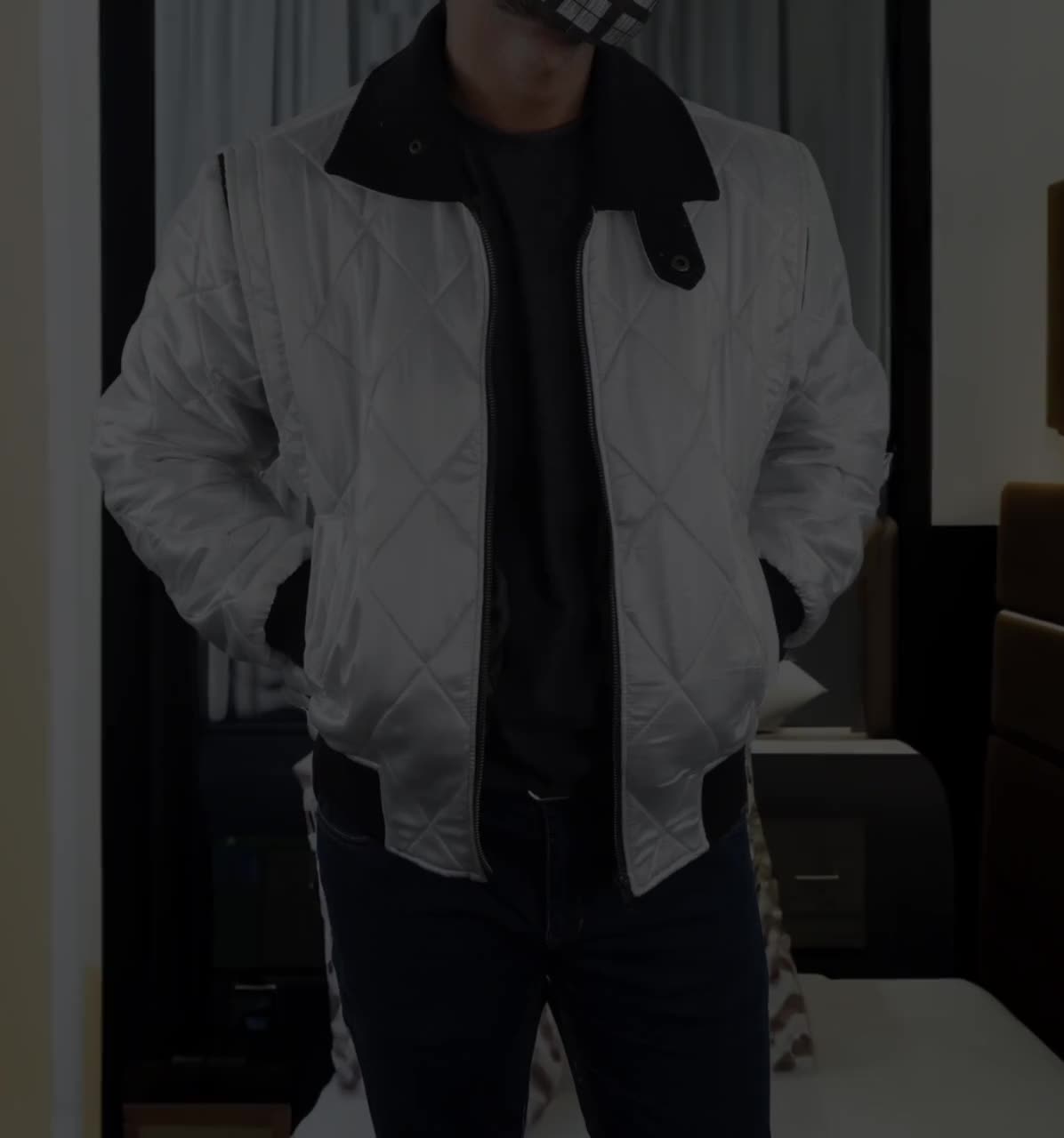 Drive Jacket Men's White Scorpion Logo Quilted Stin Bomber Kuwit