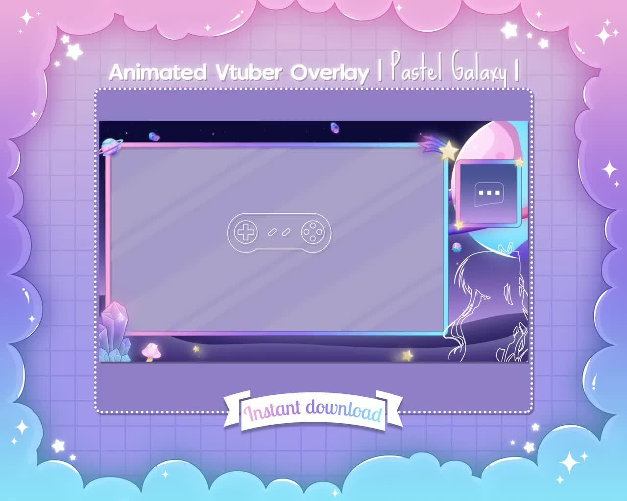 Animated Sweet Night Ingame & Just Chatting Overlay - Twitch -  -  Facebook Gaming - Stream - Cloud - Pastel - Cute - Moon - Star