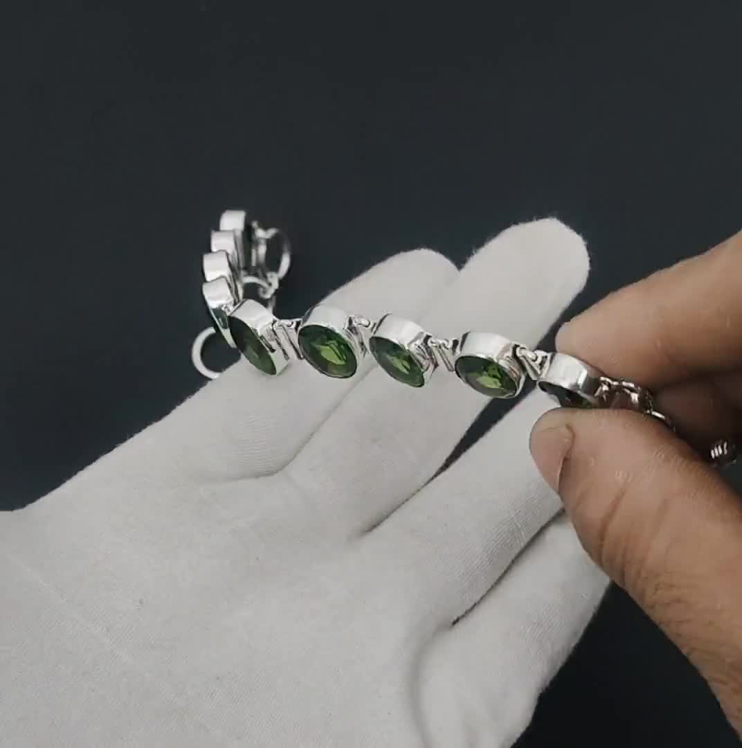 ファセットカットのペリドットクォーツスターリングシルバー