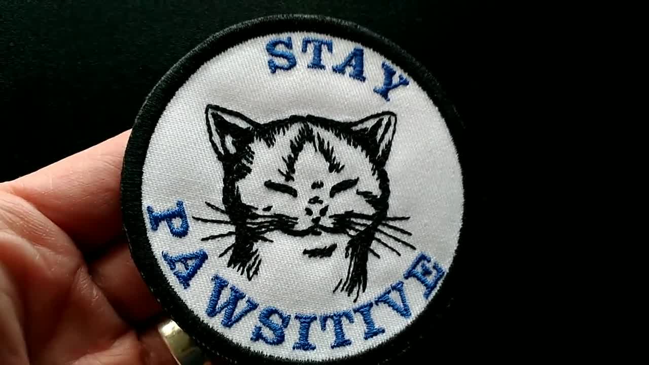 Stay Positive Embroidered Patch Black & White Iron on Patches Funny Irony  Patches Skeleton Skull Punk Decals Dark Humour Patches 
