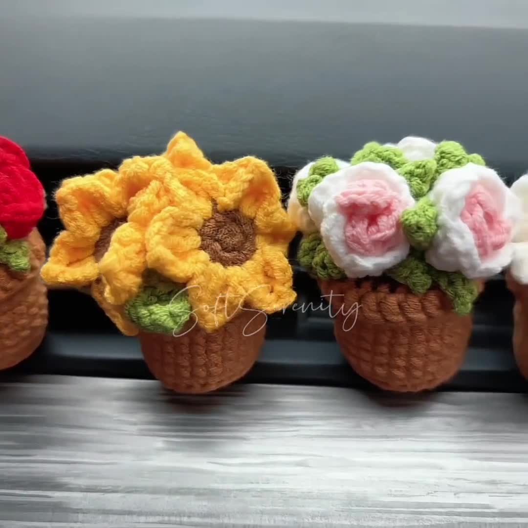 Crochet Plant Car Vent Clip,crochet Sunflower,monstera, Lavender