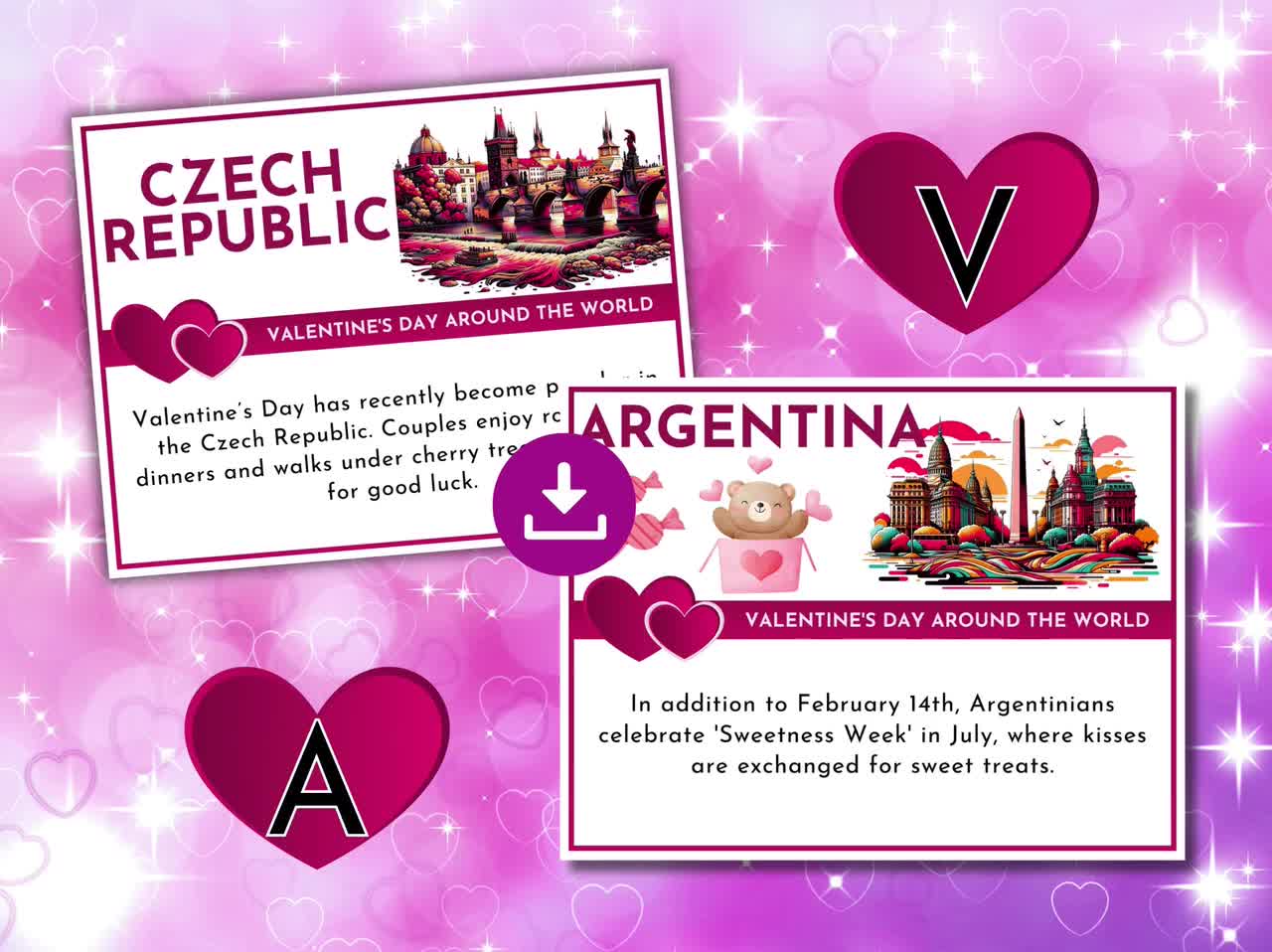 Valentine's Day Around the World Bulletin Board Posters, Heart