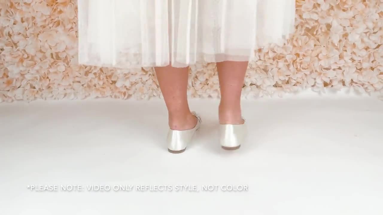 Ivory Satin Pointy Toe Flats with RHINESTONE APPLIQUÉ, Women Wedding Shoes, Ivory Bridal shoes, Bridal Flats video poster