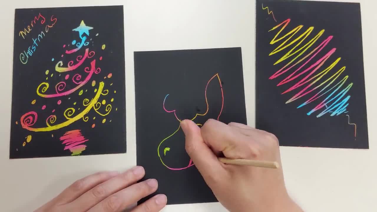 Scratch Art Paper Rainbow White (12 sheets)
