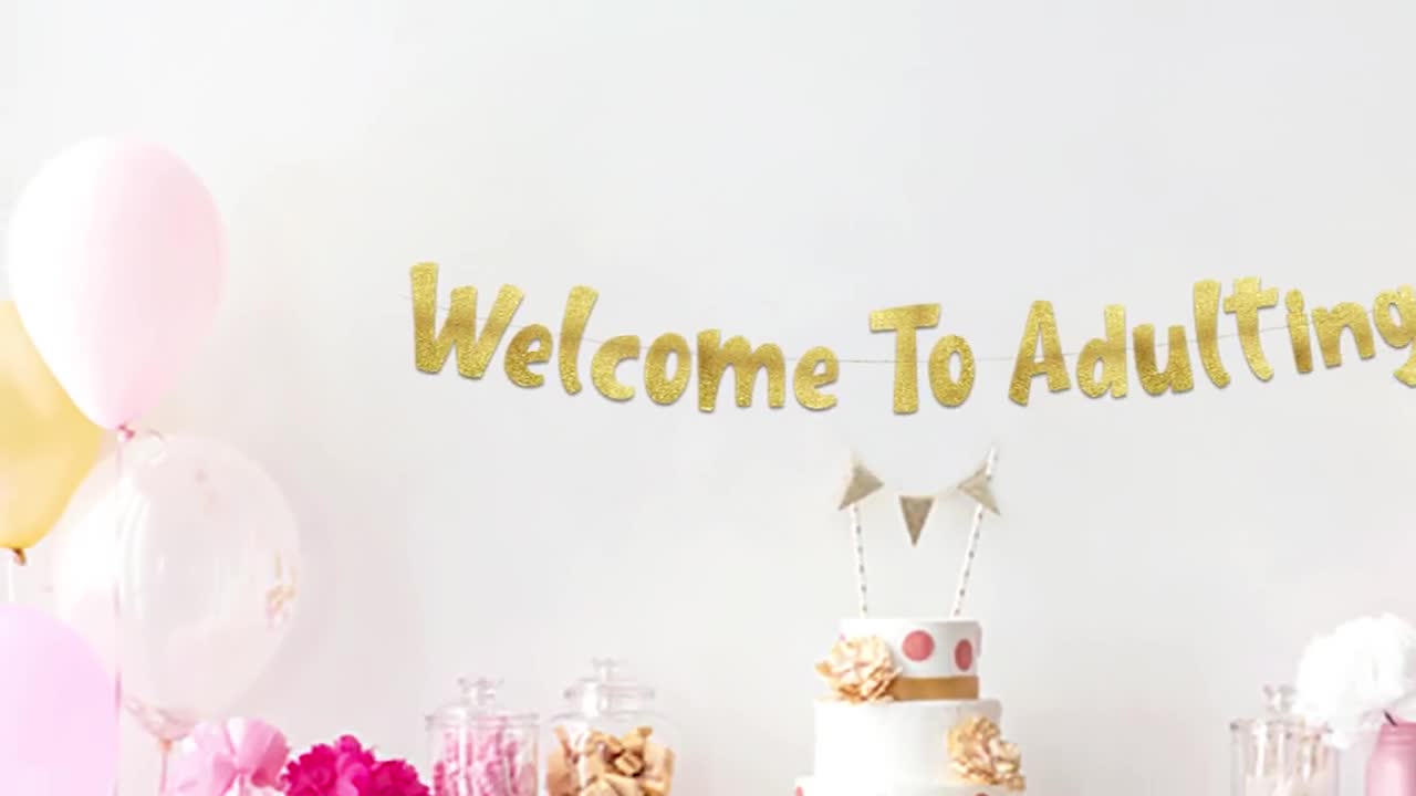 OMG Ur Like An Adult Now? Gold Glitter Banner - 5.2ft 18th & 21st Birthday Party Decor