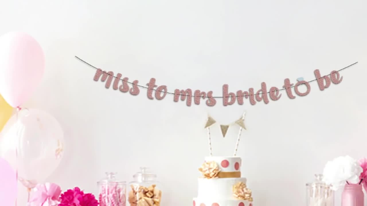 Miss to Mrs and Bride to Be Bachelorette Party Glitter Banners - Bridal and  Wedding Shower and Decorations