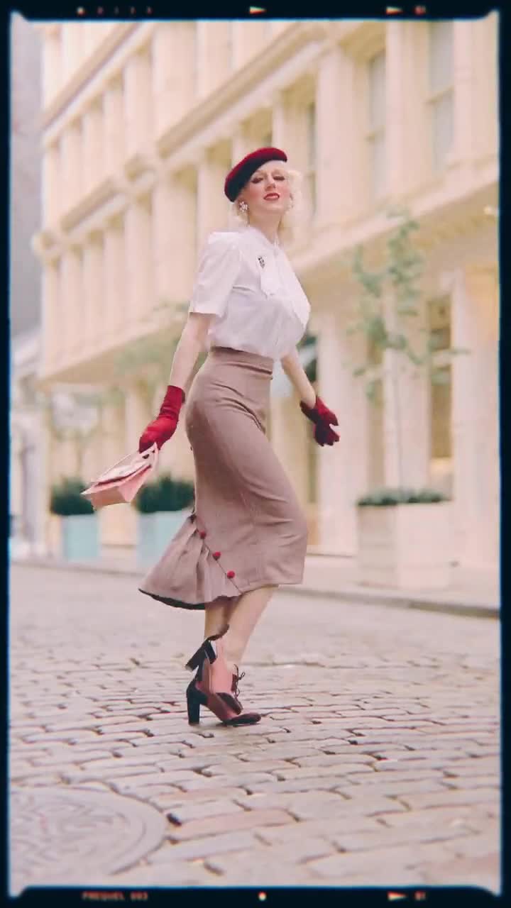 Deborah SKIRT - pencil skirt 1950s inspired with pleats