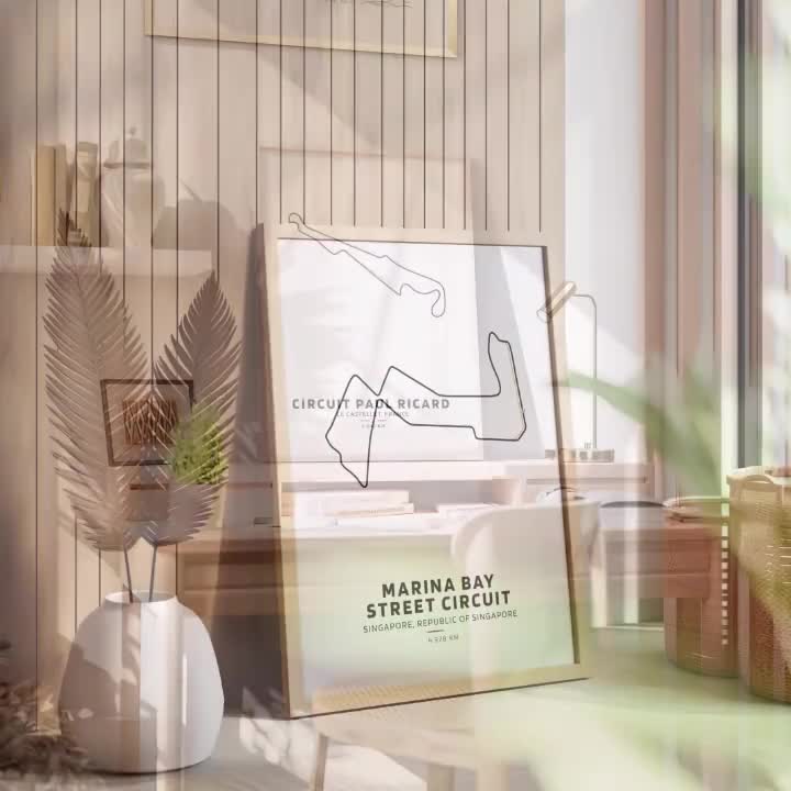 Affiche Circuit Albert Park, Illustration minimaliste du tracé du Grand Prix d’Australie video poster