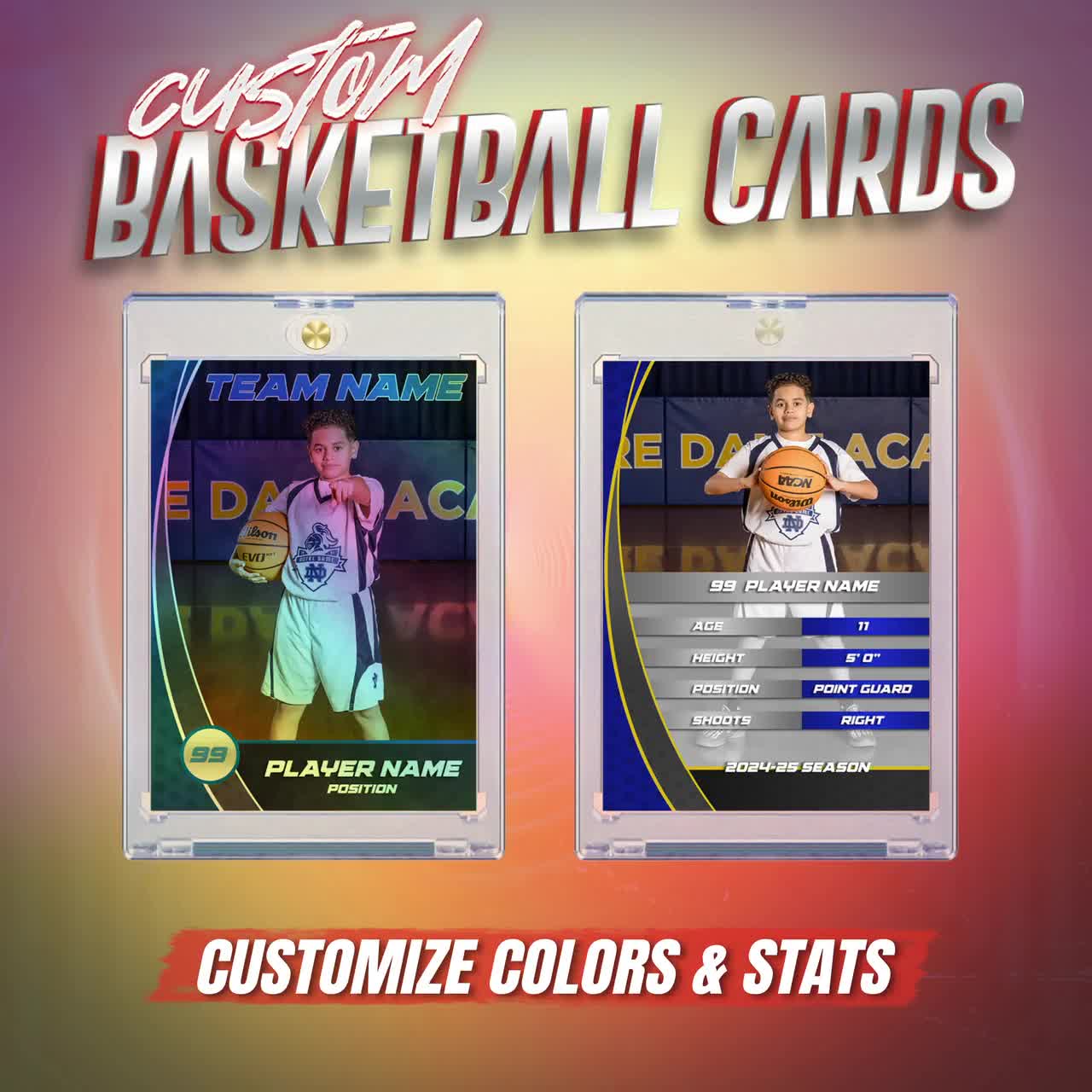 holographic basketball cards Custom Holographic Basketball Cards - Includes Magnetic Case, Free  Shipping* | Sports Gift