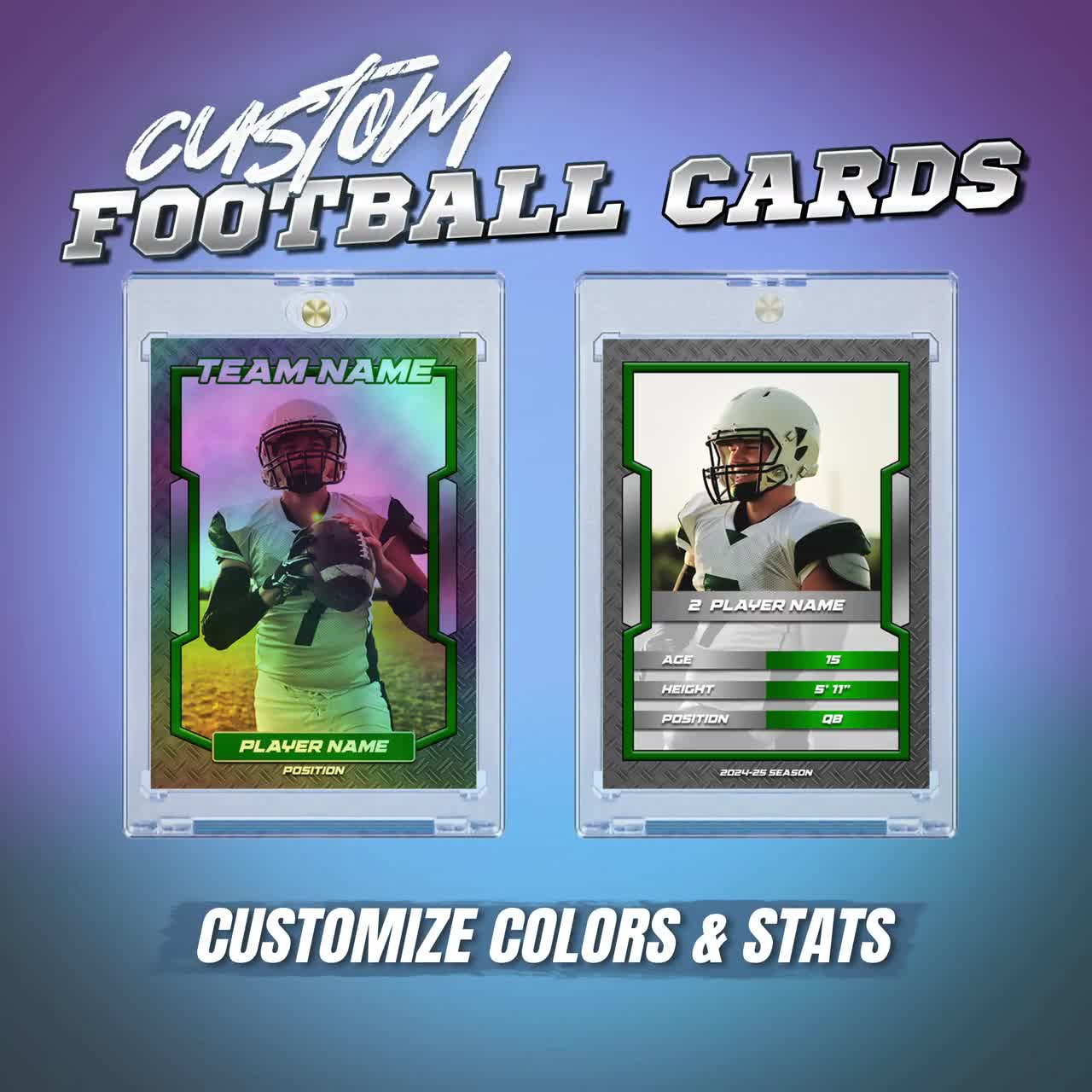 Custom Holographic Football Cards - Includes Magnetic Case, Free Shipping* | Sports Gift Custom Holographic Football Cards - Includes Magnetic Case, Free Shipping* | Sports Gift