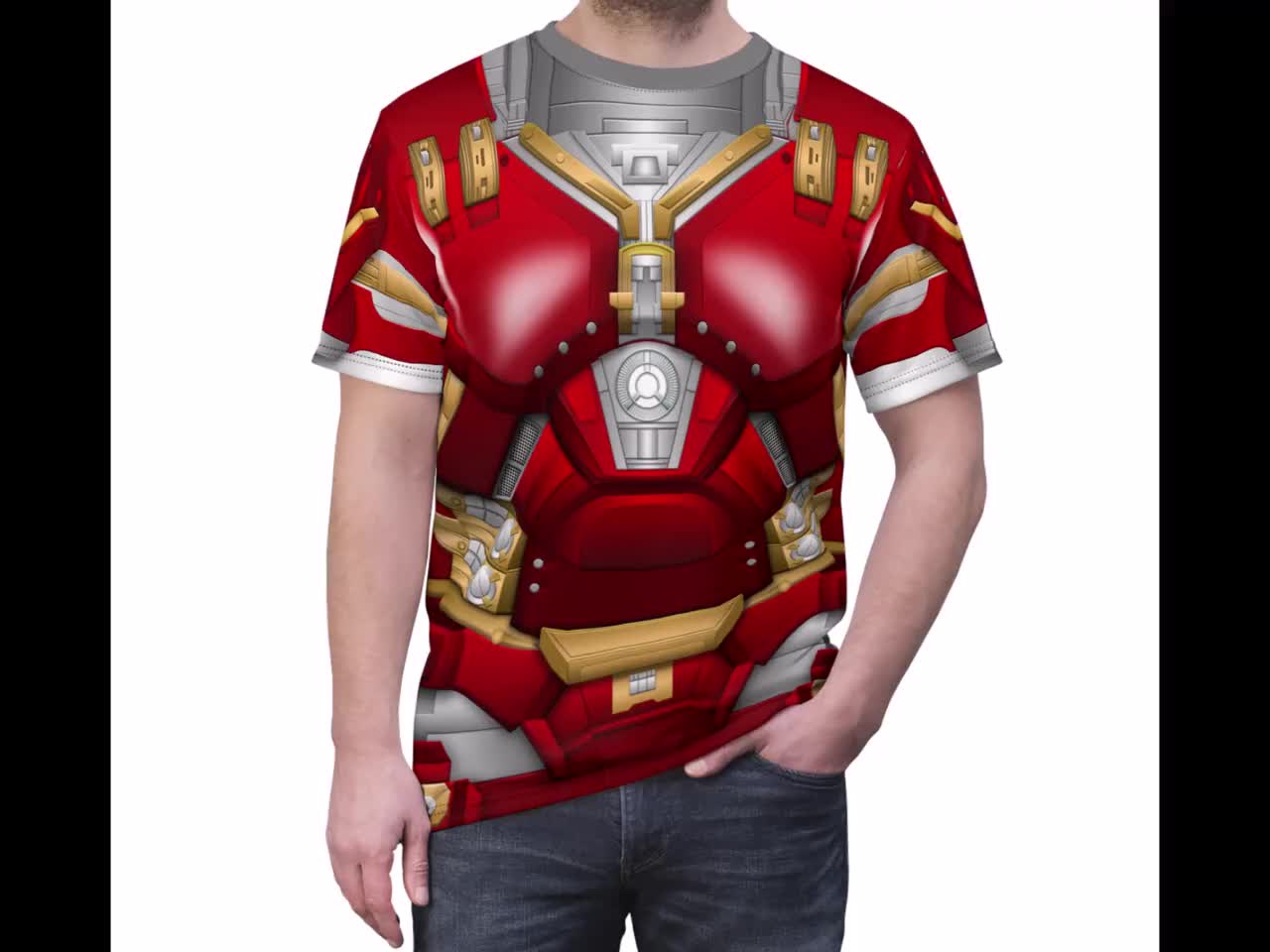 Iron Man Maglietta Uomo Rosso | Costume Design, 100% Cotone, Licenza Ufficiale, Taglia XL - 2