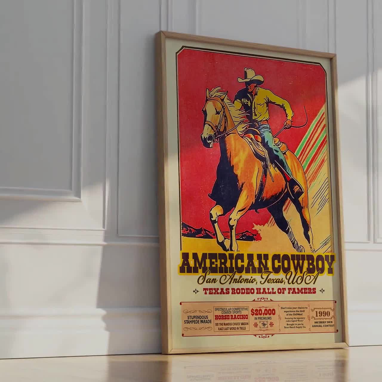USA購入】アメリカ カウボーイ 馬 リアリズム ペン画 ポスター