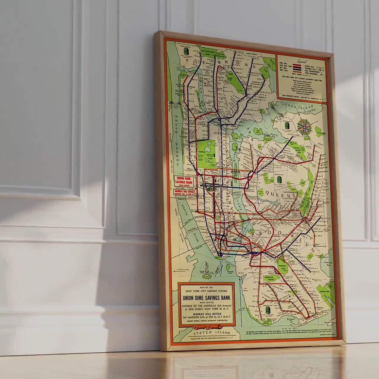 Vintage NYC Subway Map Poster: Historical Transit Art - Etsy