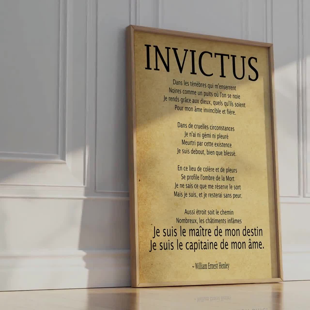 Affiche espagnole du poème Invictus : impression de poésie William Ernest Henley - France