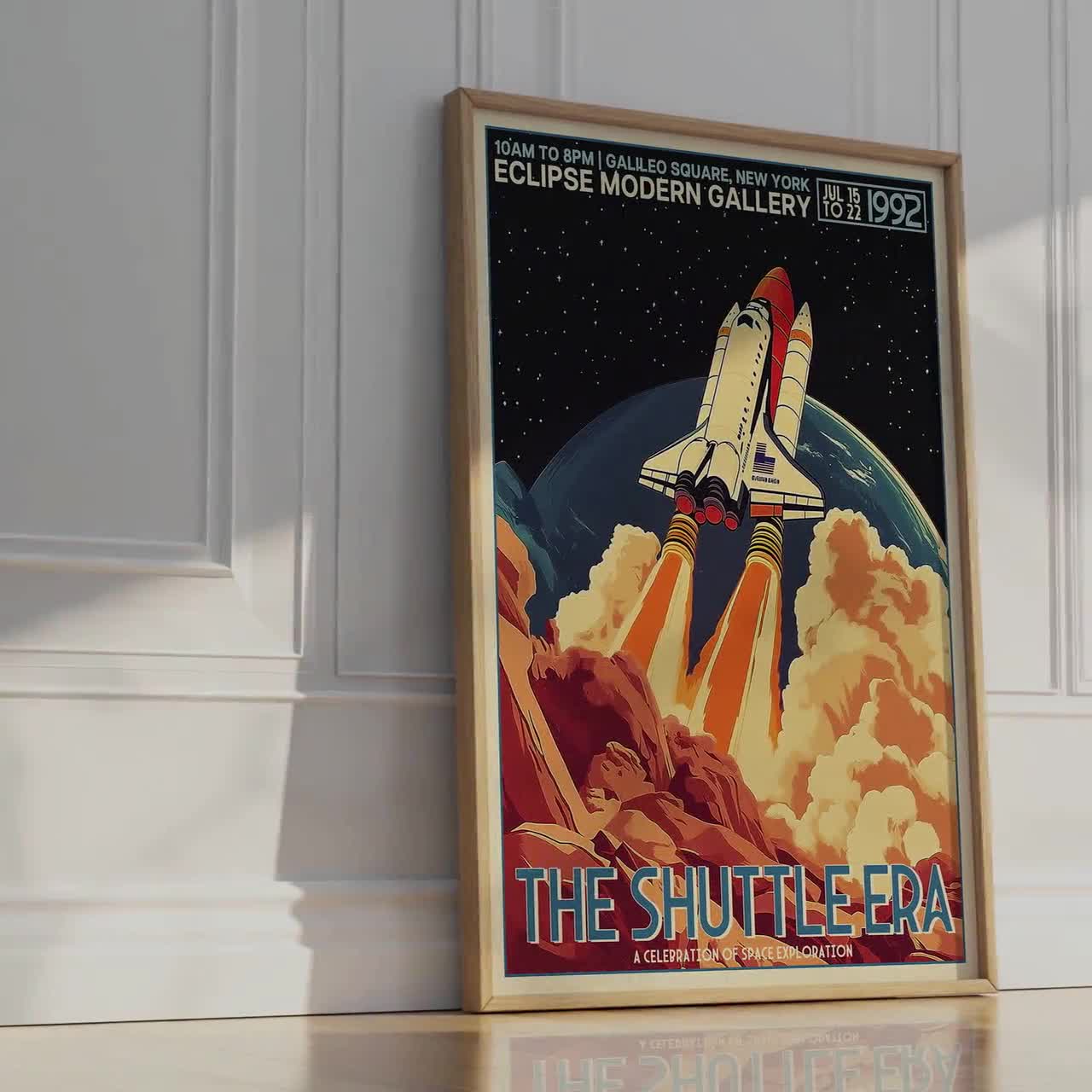 スペースシャトル打ち上げアートプリント：レトロSFポスター - Etsy 日本