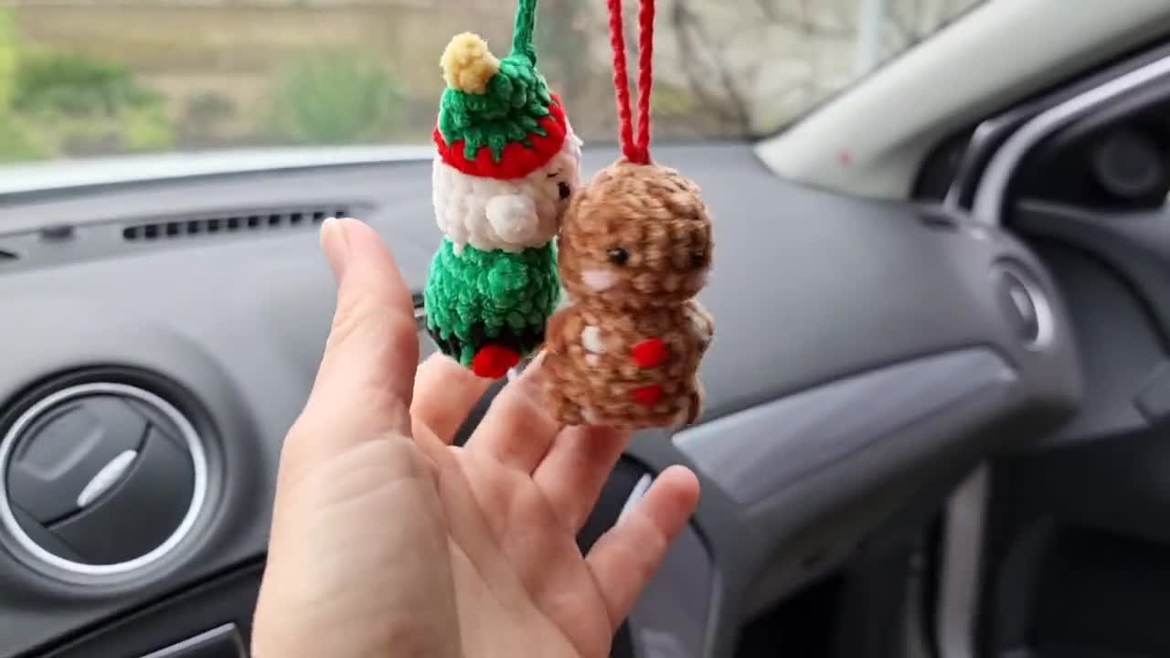 Accessoires voiture de Noël Elfe, homme en pain dépice rétroviseur