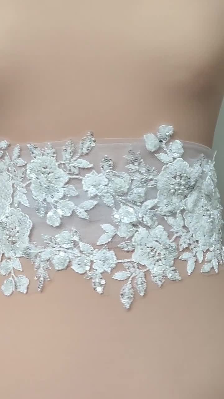 Ivory Lace Belt for Wedding Dress, Wedding Belt With Tulle