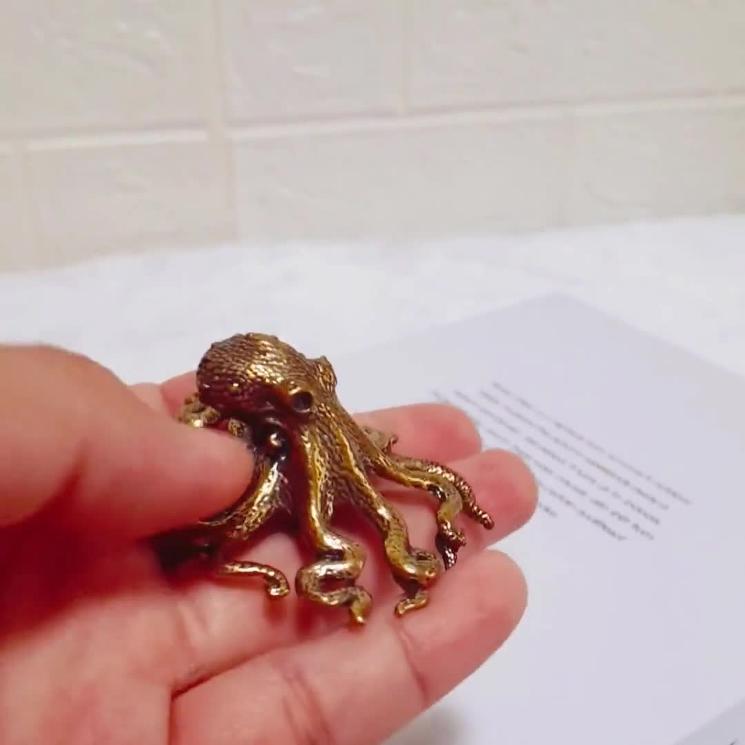 Handcrafted Brass Octopus Sculpture for Home or Office Decor