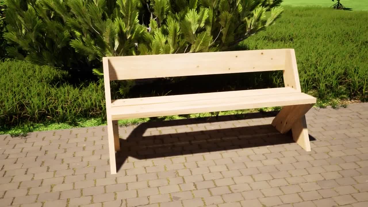 レオポルドベンチプラン 63 x 24インチ - 背もたれ付きDIY屋外ベンチ